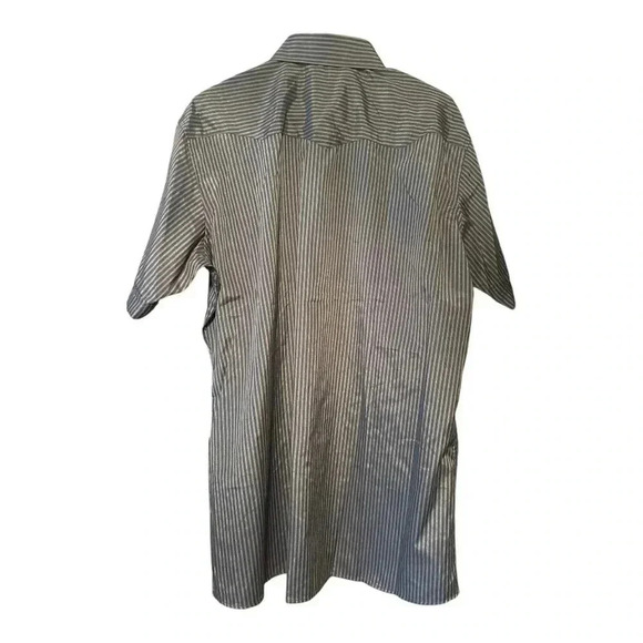 Men's Striped Short Sleeve Western Vintage Shirt Pearl Button Purple & Black XL - Picture 2 of 3